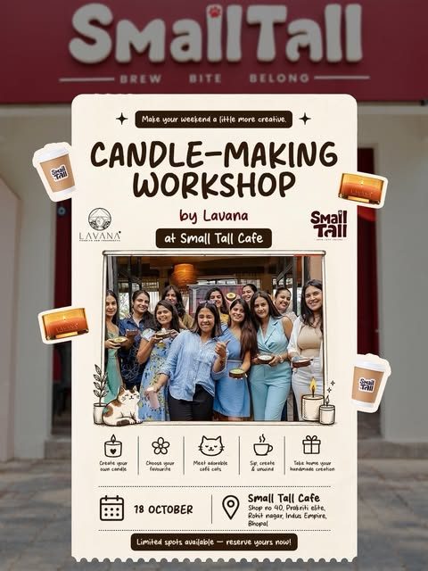 Poster for a candle-making workshop at Small Tall Cafe